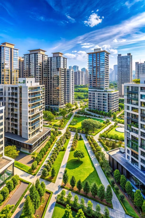 cityscape residential area with modern apartment buildings new green urban landscape city 1033579 212778