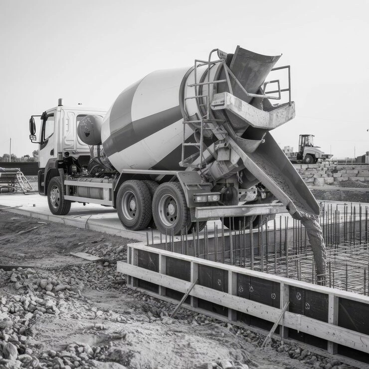 delivery concrete mixer truck fresh concrete preparing pour concrete foundation 1370994 7410