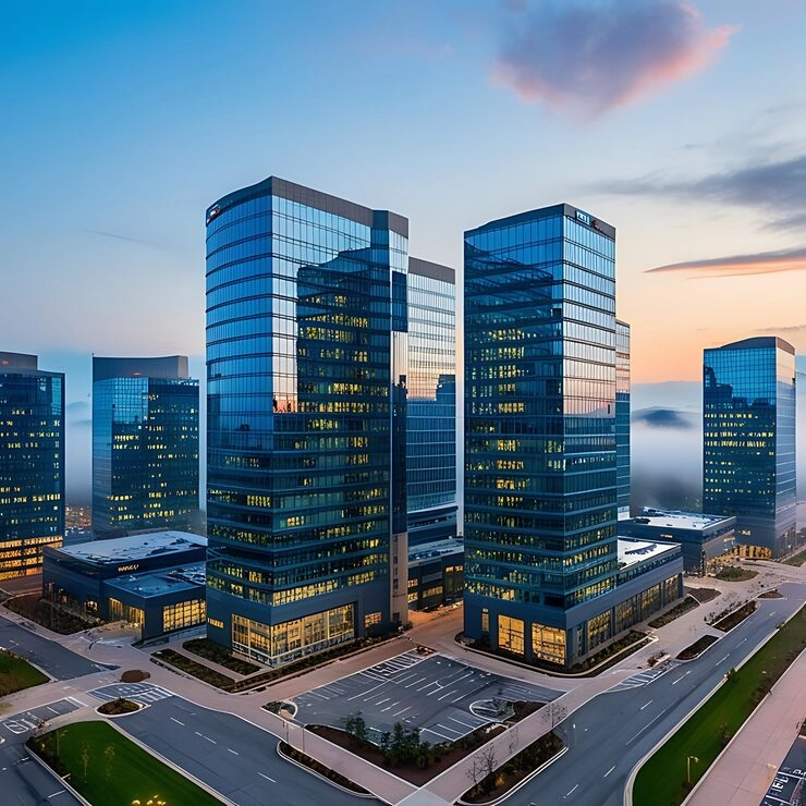 group towering skyscrapers standing side by side bustling city center 218239 565