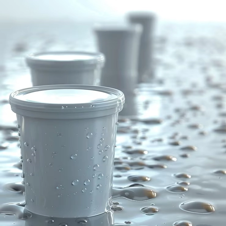 row white cylindrical containers wet surface 1007521 73065